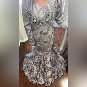 Elegant Silver Embellished Gown